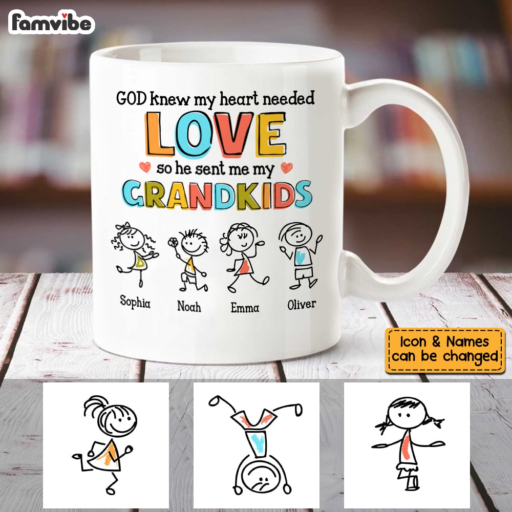 Personalized Grandkid Love Drawing Mug Personalized Grandkid Love Drawing Mug