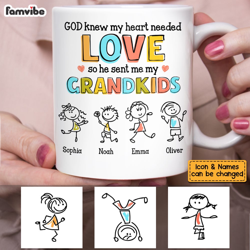 Personalized Grandkid Love Drawing Mug Personalized Grandkid Love Drawing Mug