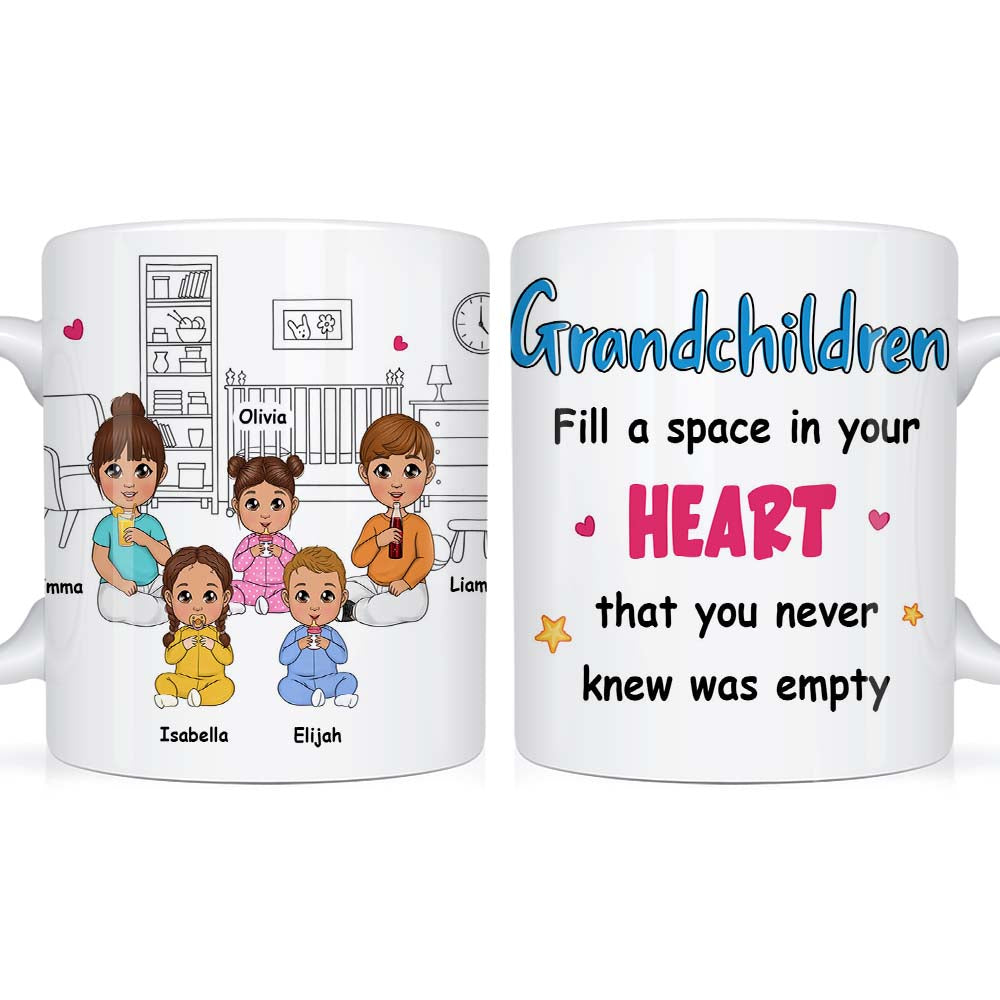 Personalized Grandkids Fill A Space In Your Grandma Heart Mug Personalized Grandkids Fill A Space In Your Grandma Heart Mug