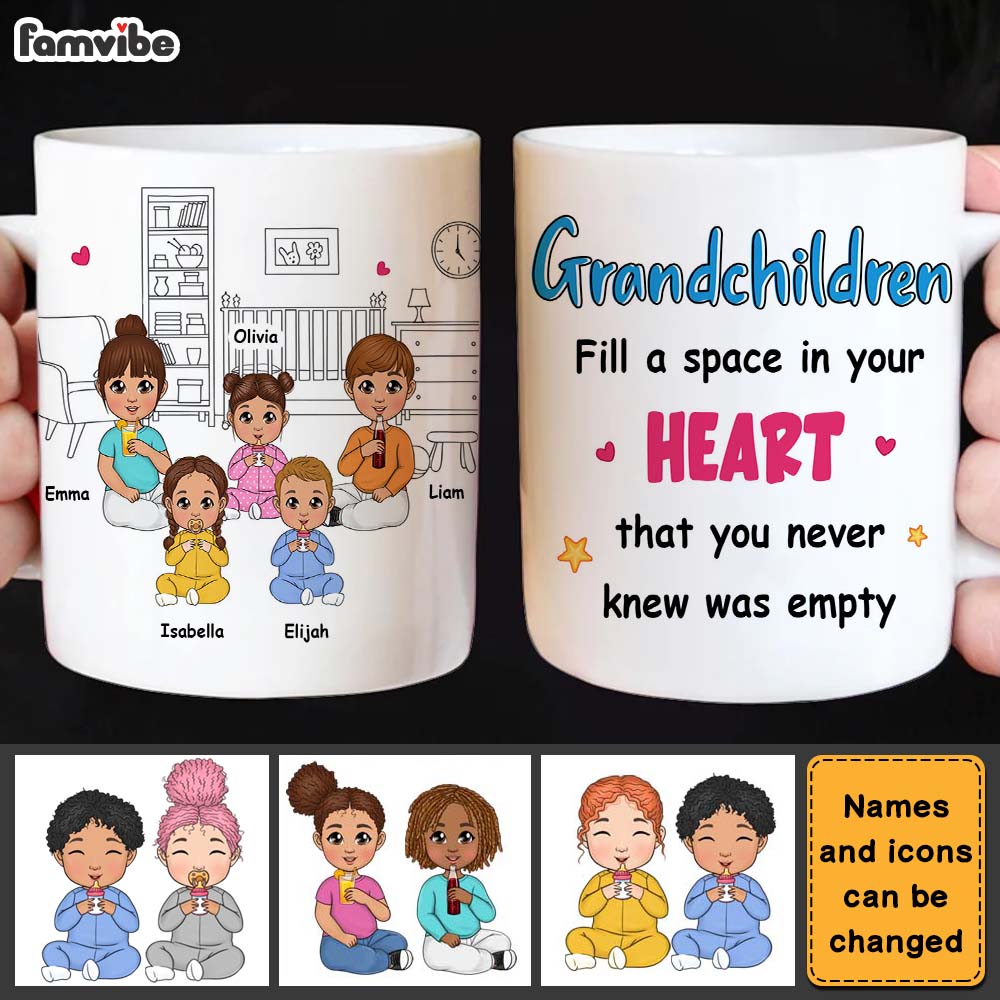 Personalized Grandkids Fill A Space In Your Grandma Heart Mug Personalized Grandkids Fill A Space In Your Grandma Heart Mug