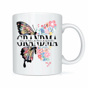 Personalized Grandma Butterfly Flowers Mug