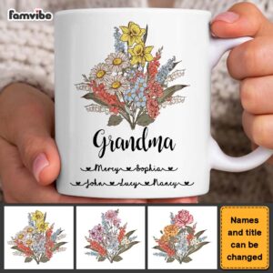 Personalized Grandma Flower Mug 2 Personalized Grandma Flower Mug 3