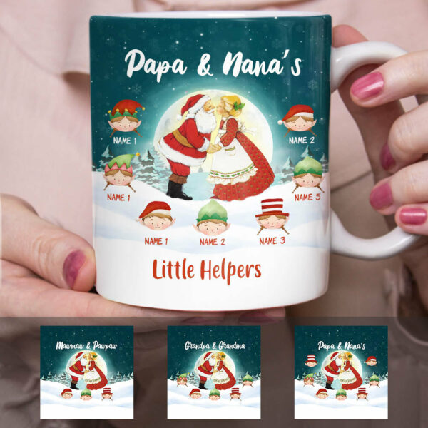Personalized Grandma & Grandpa Helpers Christmas Mug