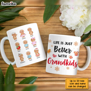 Personalized Grandma Life Better With Grandkids Ginger Breads Mug