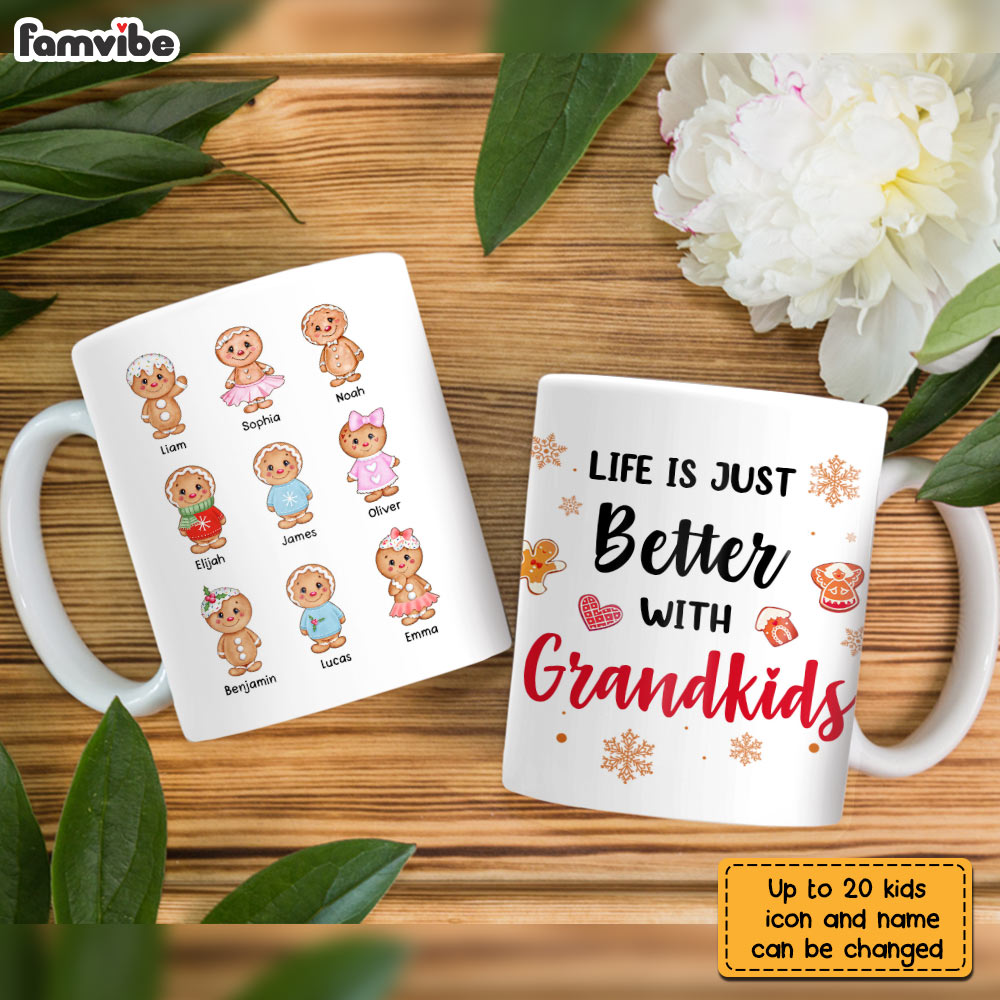Personalized Grandma Life Better With Grandkids Ginger Breads Mug Personalized Grandma Life Better With Grandkids Ginger Breads Mug