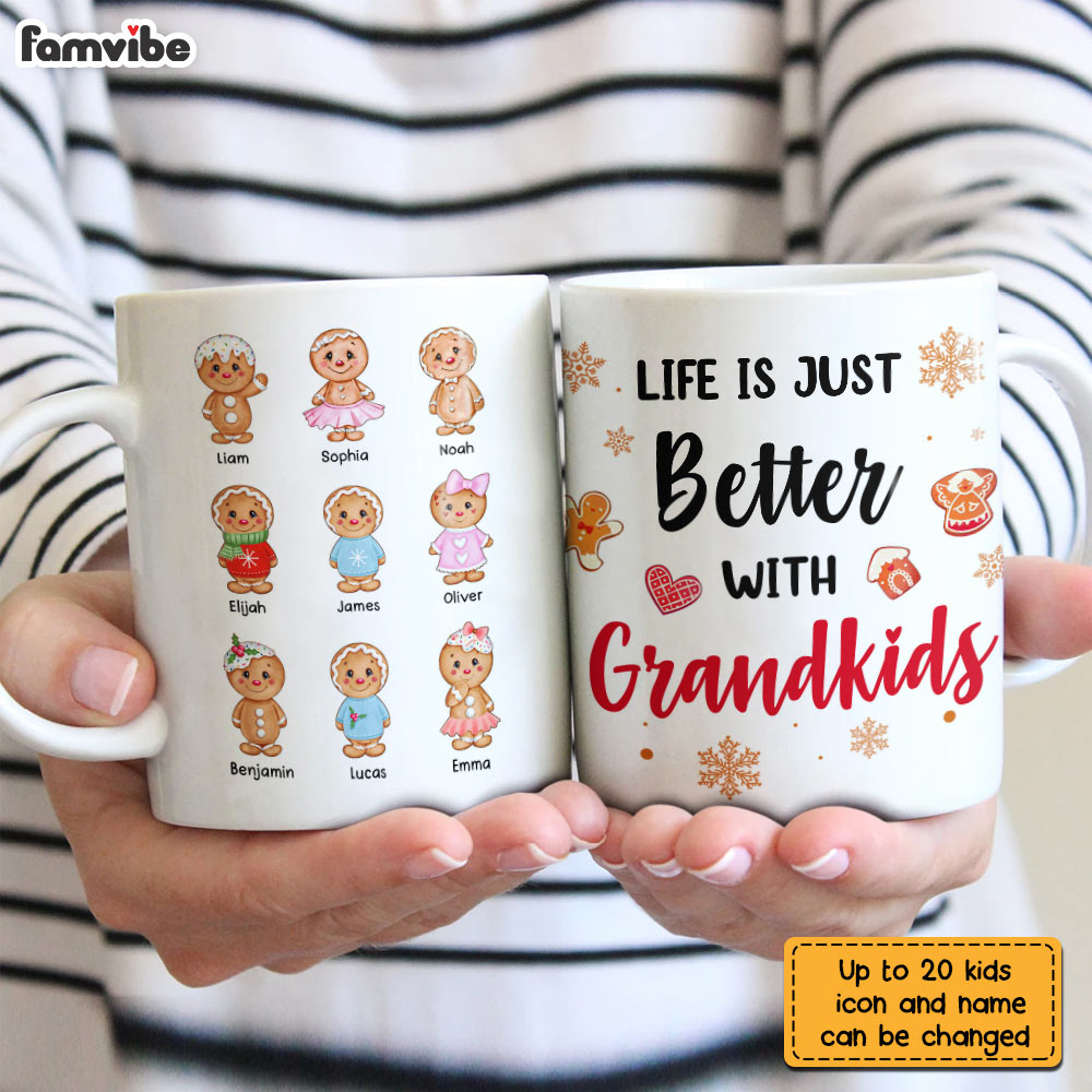 Personalized Grandma Life Better With Grandkids Ginger Breads Mug Personalized Grandma Life Better With Grandkids Ginger Breads Mug