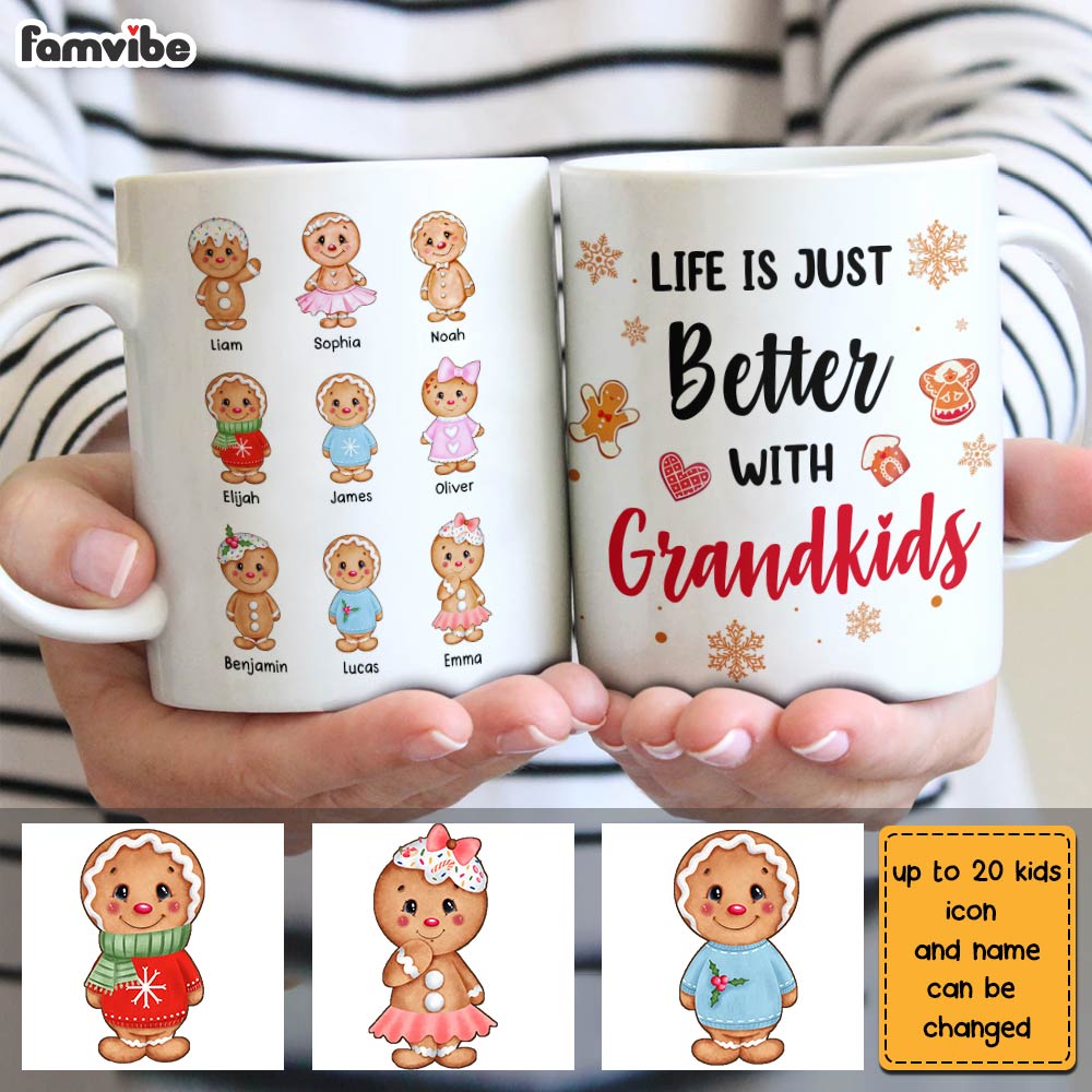 Personalized Grandma Life Better With Grandkids Ginger Breads Mug Personalized Grandma Life Better With Grandkids Ginger Breads Mug