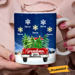 Personalized Grandma Red Truck Christmas Mug