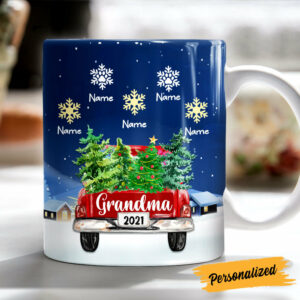 Personalized Grandma Red Truck Christmas Mug