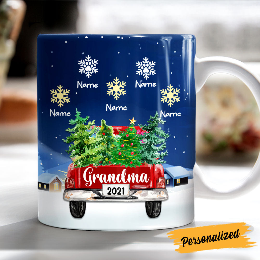 Personalized Grandma Red Truck Christmas Mug Personalized Grandma Red Truck Christmas Mug