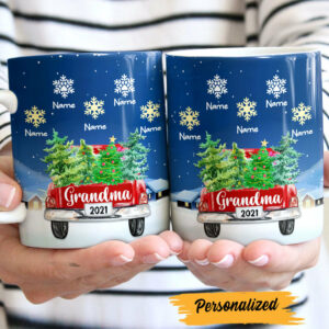 Personalized Grandma Red Truck Christmas Mug 3