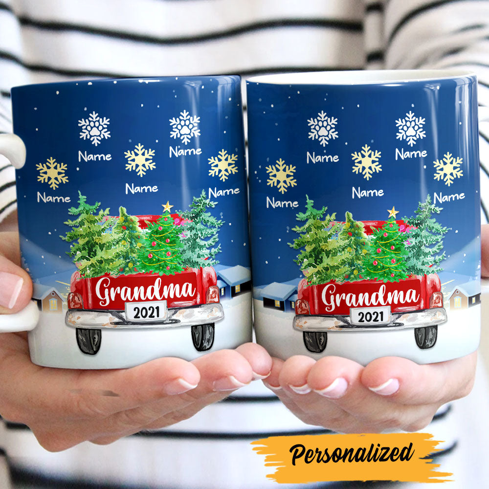Personalized Grandma Red Truck Christmas Mug Personalized Grandma Red Truck Christmas Mug