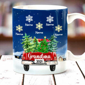 Personalized Grandma Red Truck Christmas Mug 4