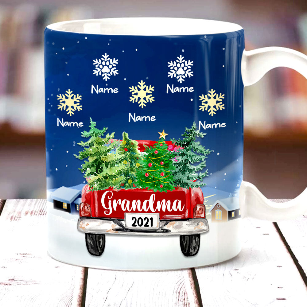 Personalized Grandma Red Truck Christmas Mug Personalized Grandma Red Truck Christmas Mug