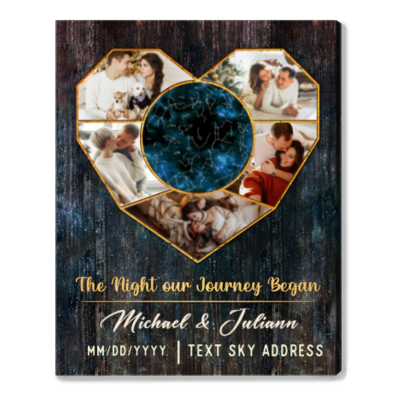 Personalized Heart Picture Collage With Star Map Gift, Couple Collage Ideas, First Year Anniversary Gift Personalized Heart Picture Collage With Star Map Gift, Couple Collage Ideas, First Year Anniversary Gift