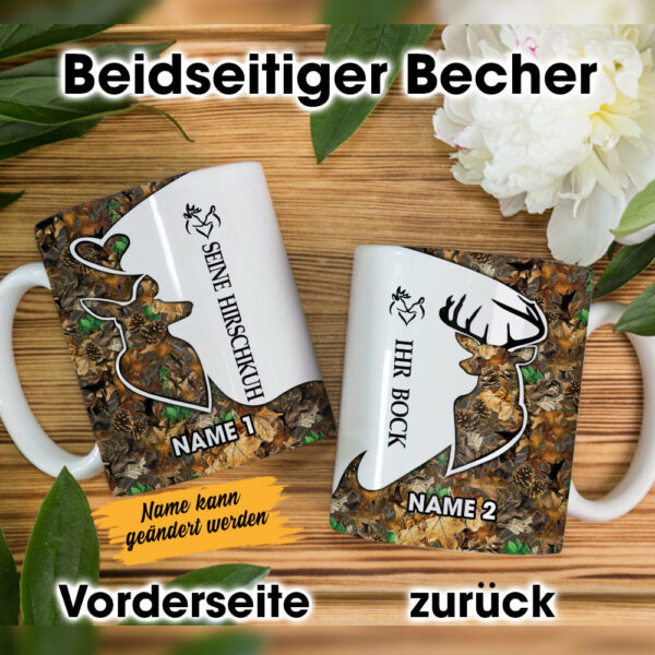 Personalized Hunting Couple Ehepaar German Mug
