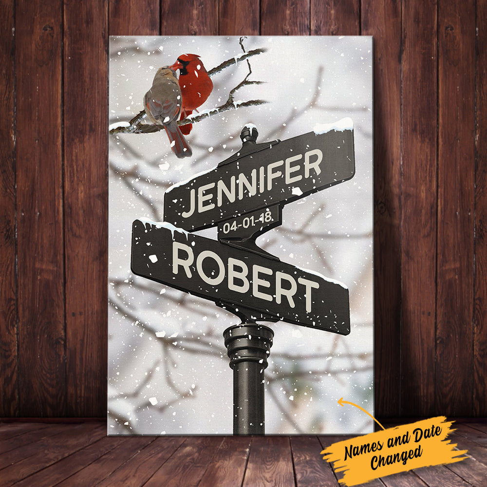 Personalized Husband Wife Wedding Cardinal Street Sign Canvas Personalized Husband Wife Wedding Cardinal Street Sign Canvas