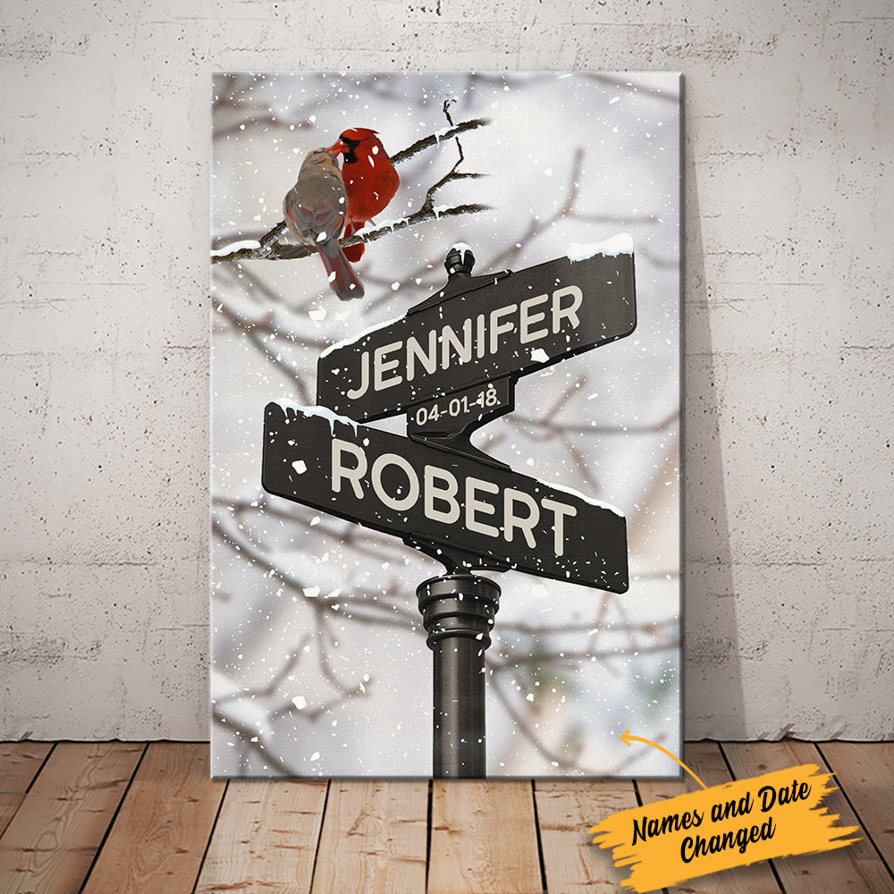Personalized Husband Wife Wedding Cardinal Street Sign Canvas Personalized Husband Wife Wedding Cardinal Street Sign Canvas