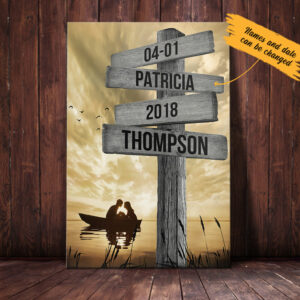 Personalized Husband Wife Wedding Lake Street Sign Canvas