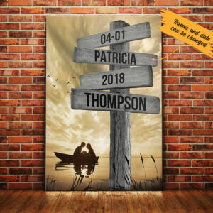 Personalized Husband Wife Wedding Lake Street Sign Canvas