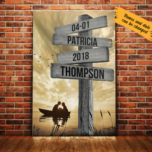 Personalized Husband Wife Wedding Lake Street Sign Canvas