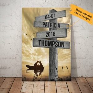Personalized Husband Wife Wedding Lake Street Sign Canvas 3 1
