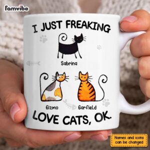 Personalized I Just Freaking Love Cats Mug