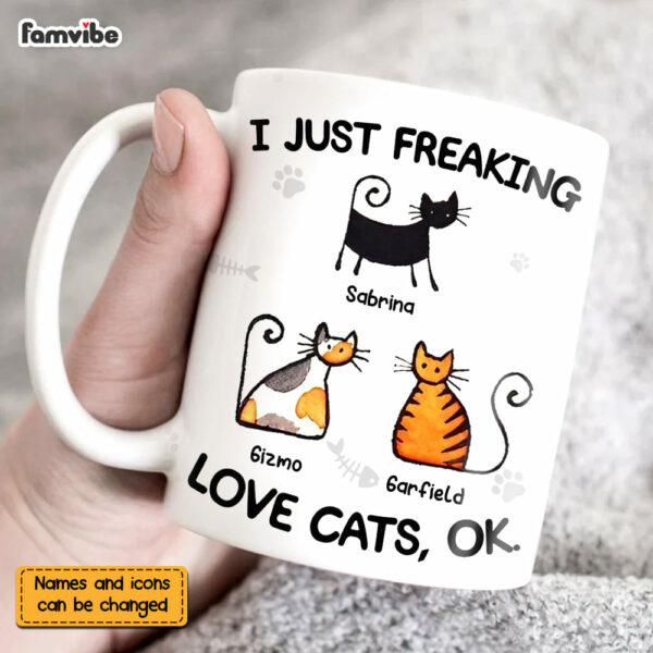 Personalized I Just Freaking Love Cats Mug