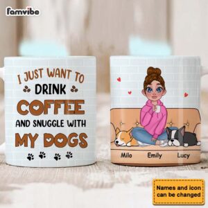 Personalized I Just Want To Drink Coffee And Snuggle With My Dog Mug 5