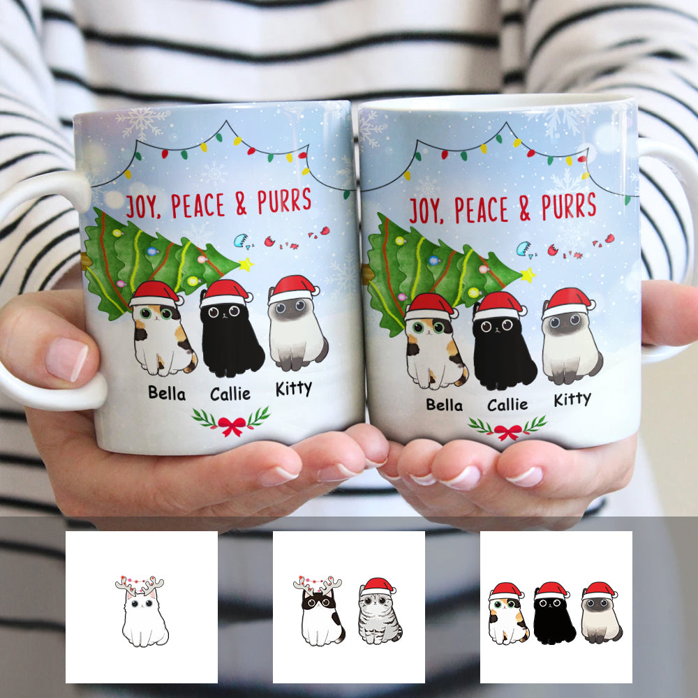 Personalized Joy Peace Purrs Cat Christmas Mug Personalized Joy Peace Purrs Cat Christmas Mug