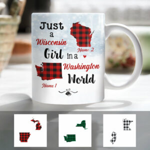 Personalized Just A Girl Born And Live Buffalo Plaid Mug