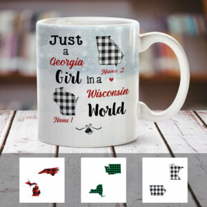 Personalized Just A Girl Born And Live Buffalo Plaid Mug