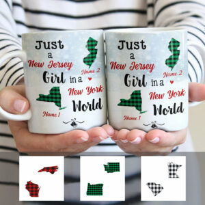 Personalized Just A Girl Born And Live Buffalo Plaid Mug 3