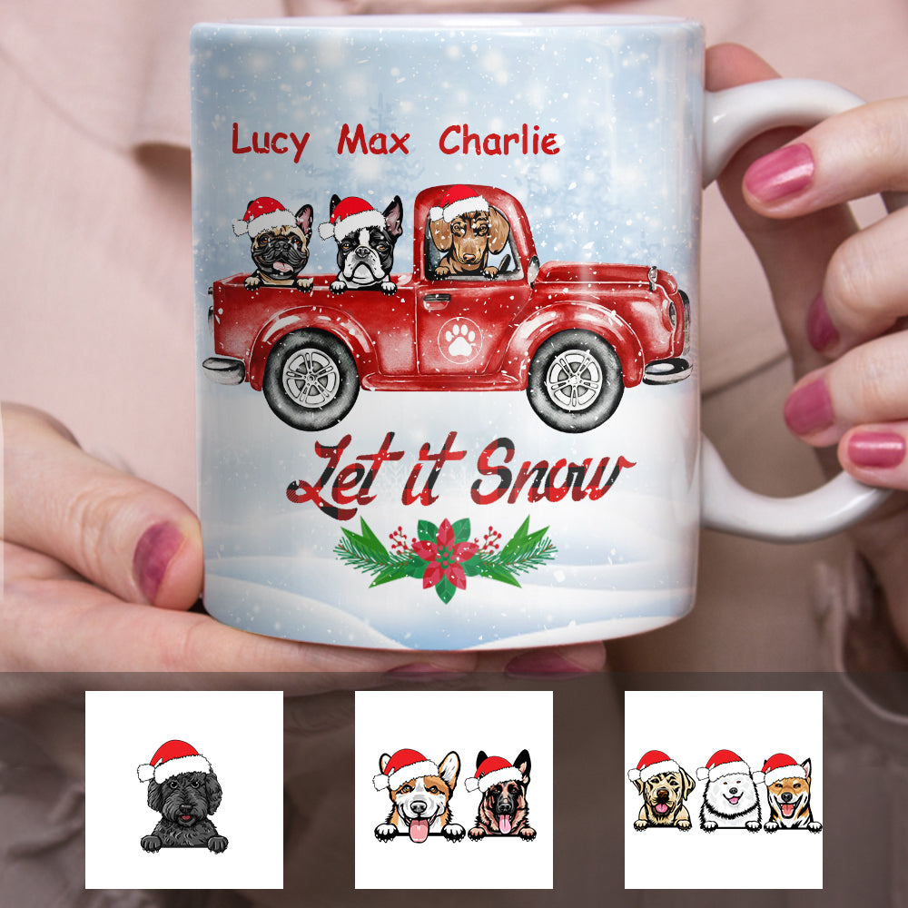 Personalized Let It Snow Dog Red Truck Mug Personalized Let It Snow Dog Red Truck Mug