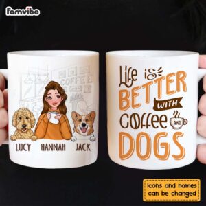 Personalized Life Is Better With Coffee And Dogs Mug