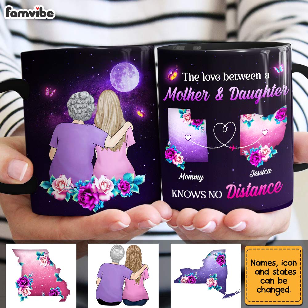 Personalized Long Distance Mom Daughter Rose Mug Personalized Long Distance Mom Daughter Rose Mug