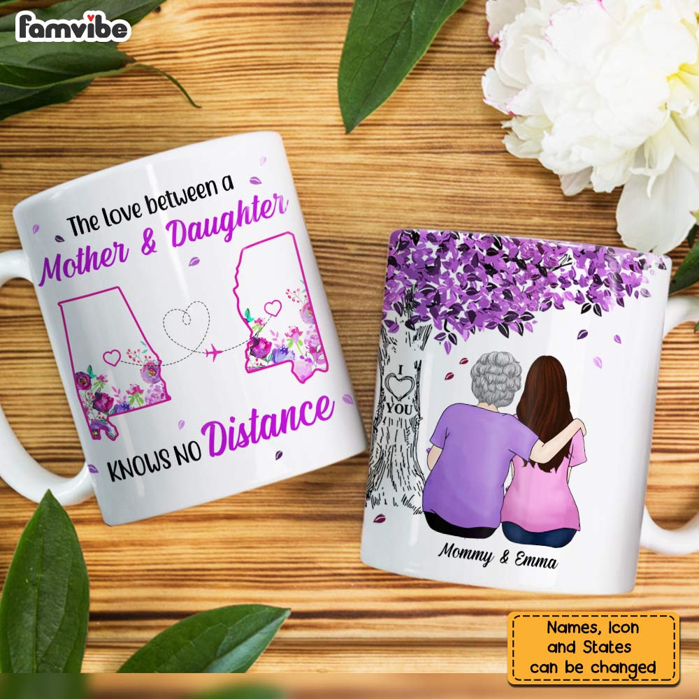 Personalized Long Distance Mother Daughter Tree Mug Personalized Long Distance Mother Daughter Tree Mug