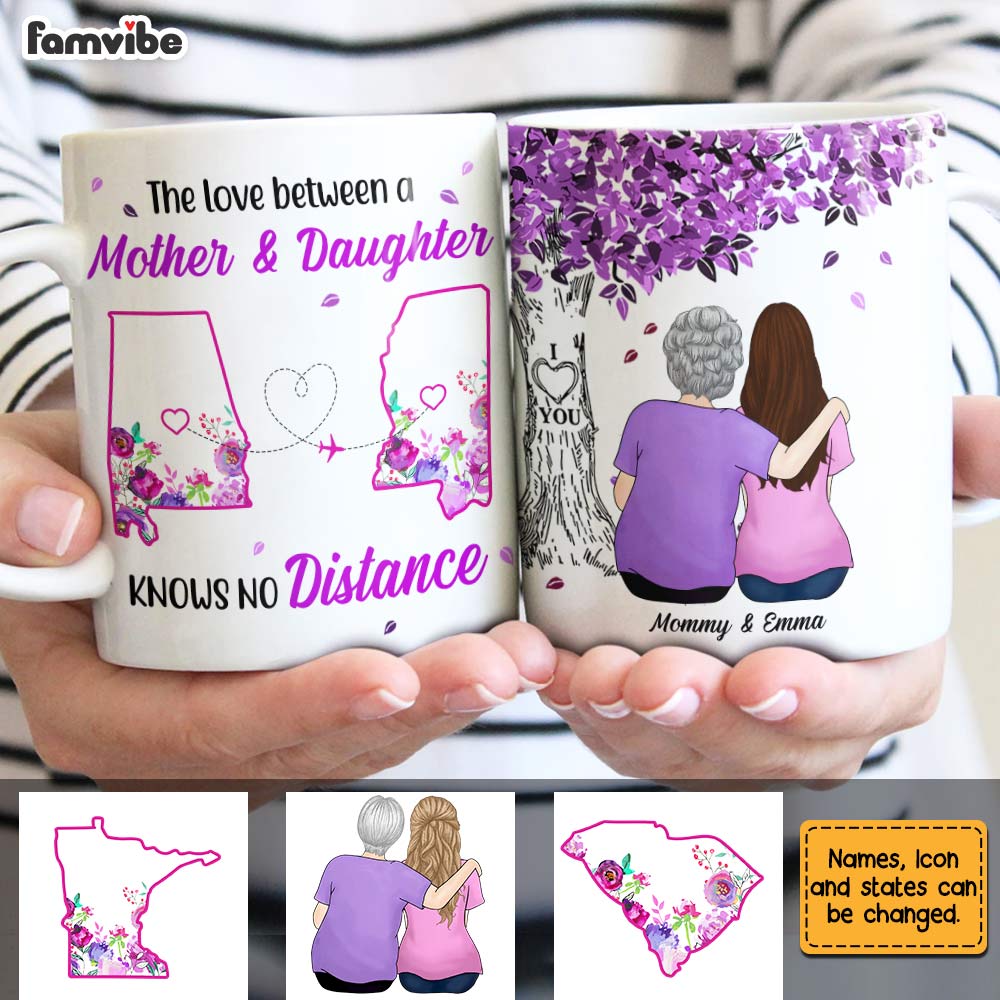 Personalized Long Distance Mother Daughter Tree Mug Personalized Long Distance Mother Daughter Tree Mug