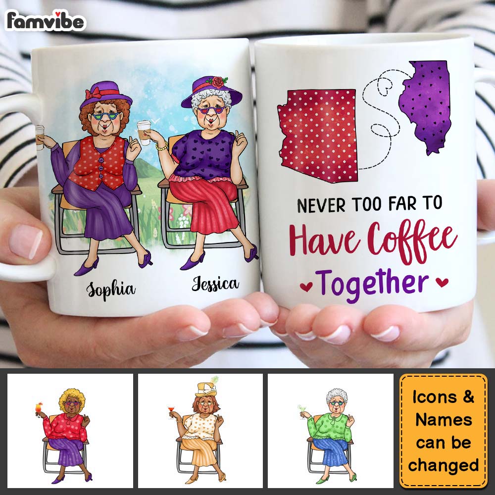 Personalized Long Distance State To State Gifts For Old Friends Mug Personalized Long Distance State To State Gifts For Old Friends Mug