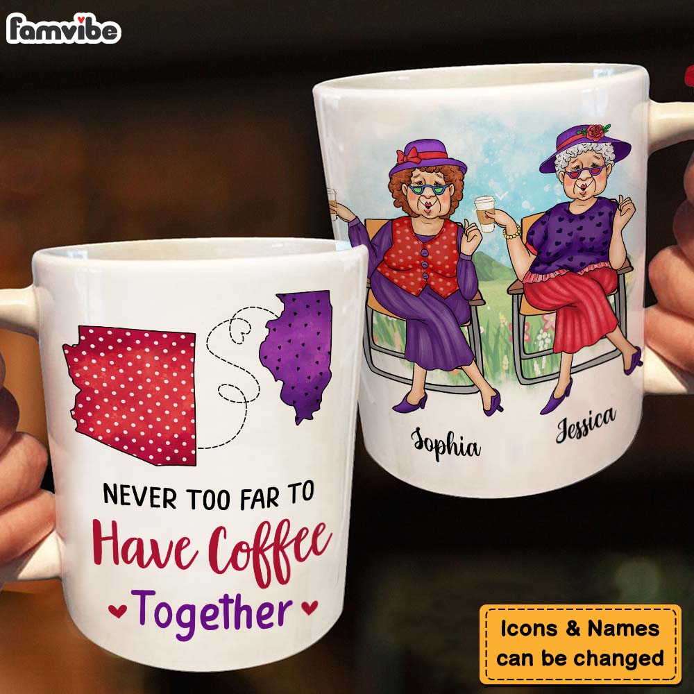 Personalized Long Distance State To State Gifts For Old Friends Mug Personalized Long Distance State To State Gifts For Old Friends Mug