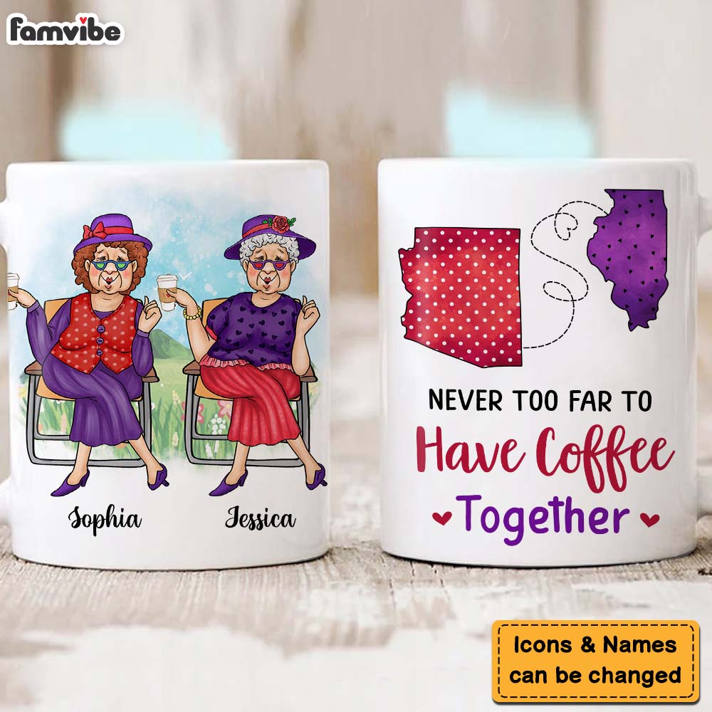 Personalized Long Distance State To State Gifts For Old Friends Mug Personalized Long Distance State To State Gifts For Old Friends Mug