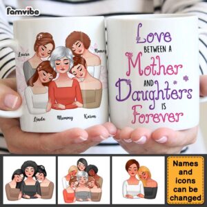 Personalized Love Between A Mother and Daughters Is Forever Mug