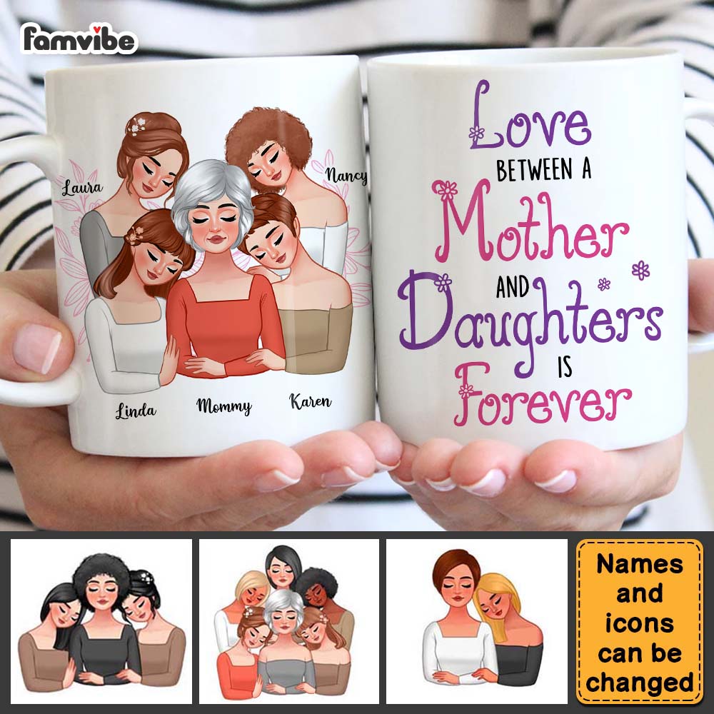 Personalized Love Between A Mother and Daughters Is Forever Mug Personalized Love Between A Mother and Daughters Is Forever Mug