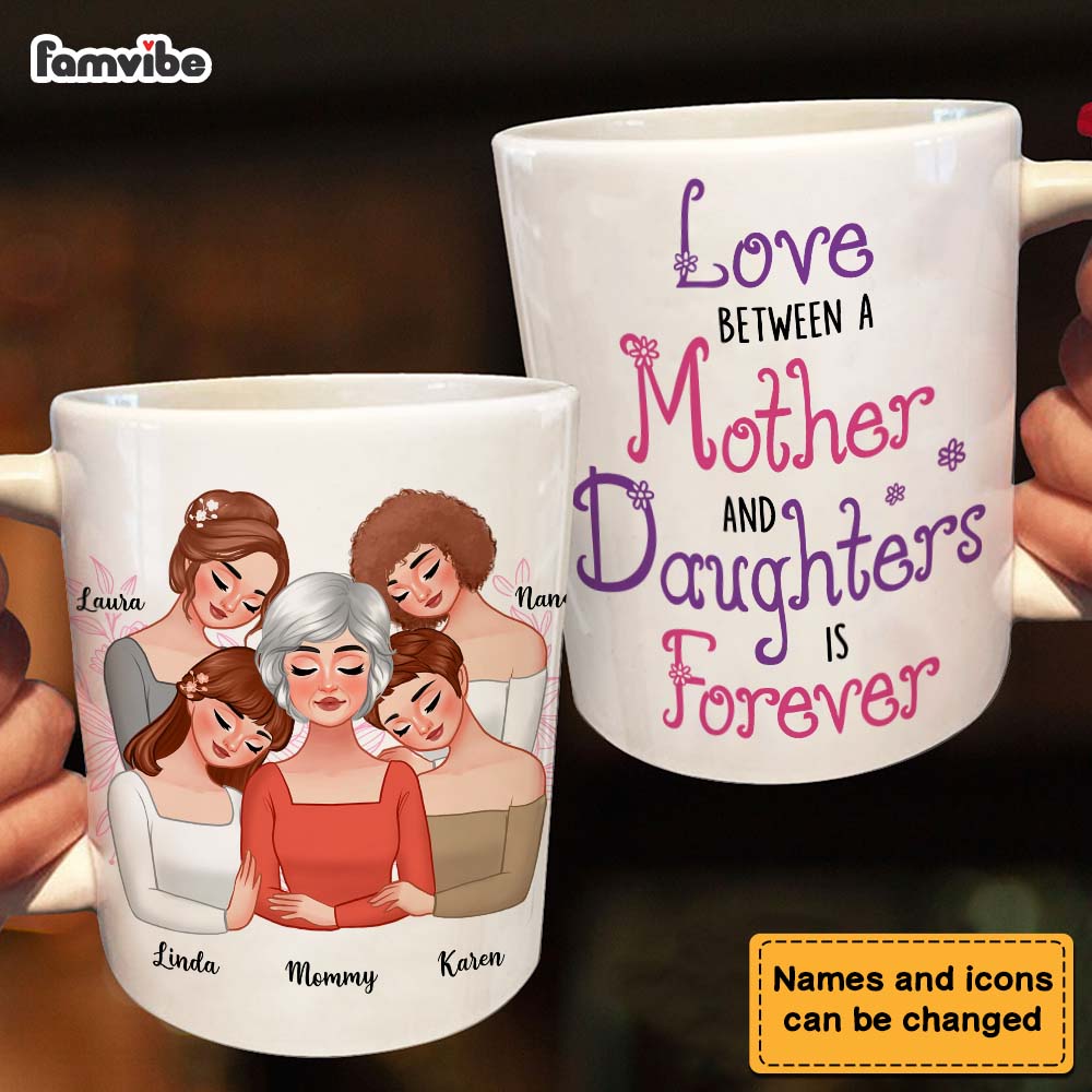 Personalized Love Between A Mother and Daughters Is Forever Mug Personalized Love Between A Mother and Daughters Is Forever Mug