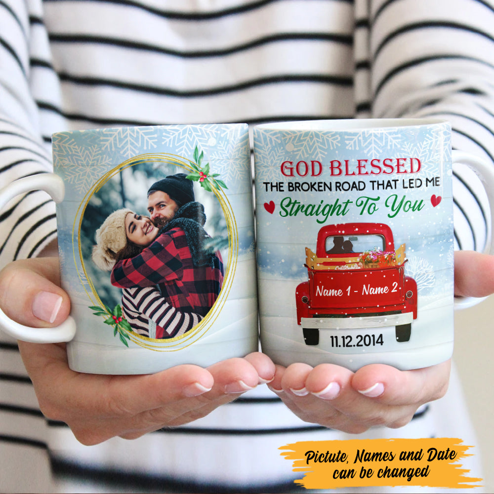 Personalized Love Couple Red Truck Christmas Mug Personalized Love Couple Red Truck Christmas Mug