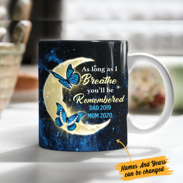 Personalized Memorial Mom Dad Butterfly Moon Mug