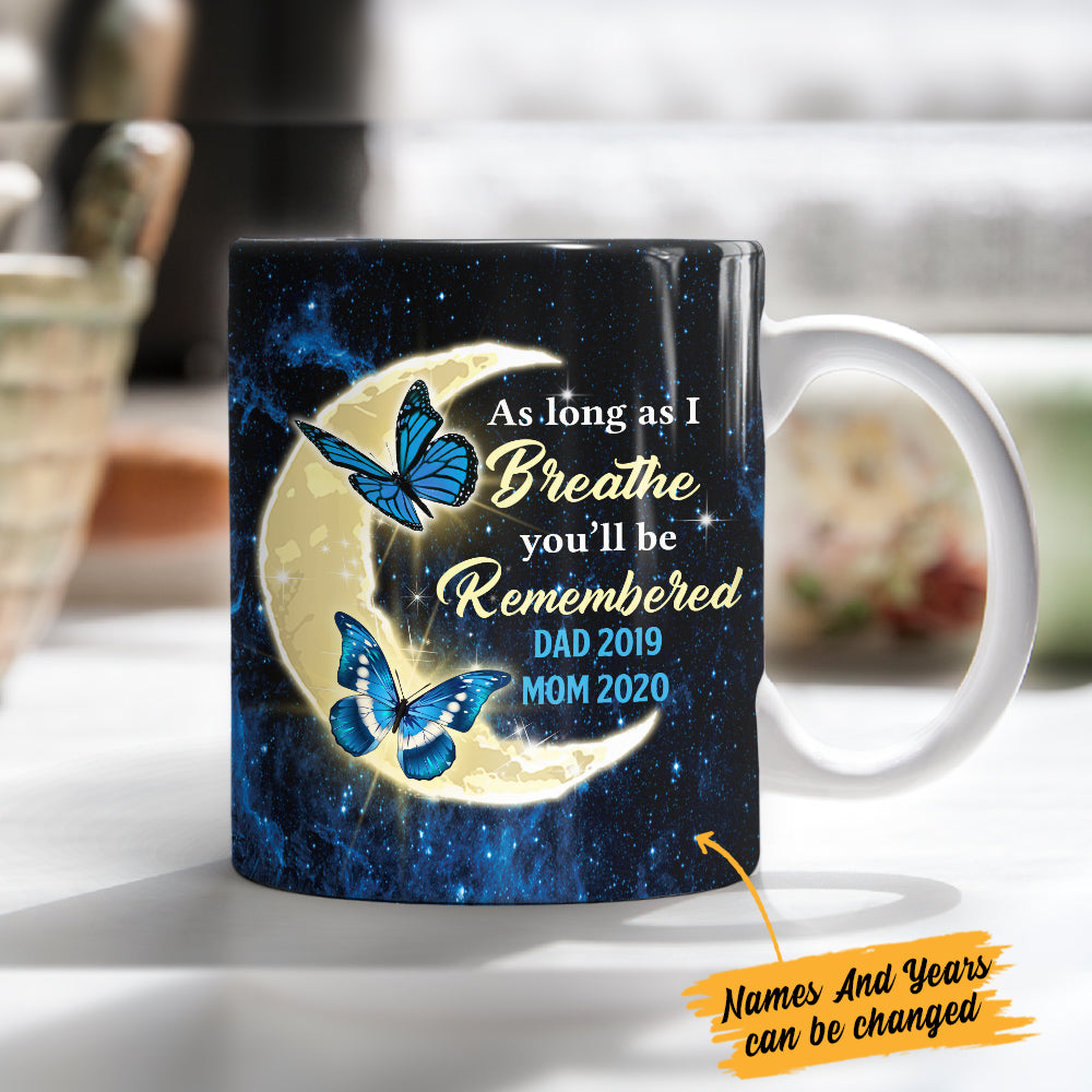 Personalized Memorial Mom Dad Butterfly Moon Mug Personalized Memorial Mom Dad Butterfly Moon Mug