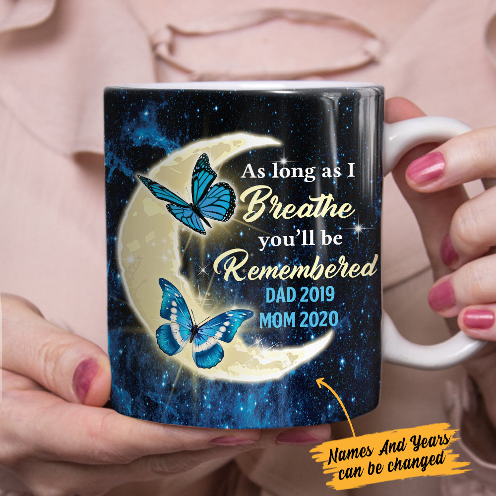 Personalized Memorial Mom Dad Butterfly Moon Mug Personalized Memorial Mom Dad Butterfly Moon Mug