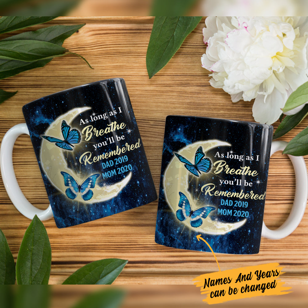 Personalized Memorial Mom Dad Butterfly Moon Mug Personalized Memorial Mom Dad Butterfly Moon Mug