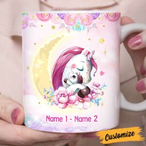 Personalized Mom Grandma Daughter Granddaughter Unicorn Mug 4